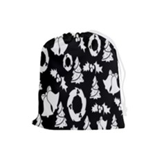 Backdrop-black-white,christmas Drawstring Pouch (large) by nate14shop