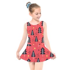 Christmas Tree,snow Star Kids  Skater Dress Swimsuit by nate14shop