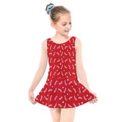Christmas Pattern,love Red Kids  Skater Dress Swimsuit by nate14shop