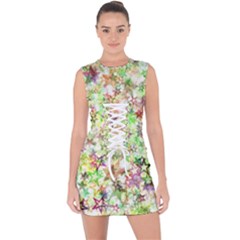 Background-christmas-star-advent- Lace Up Front Bodycon Dress by Jancukart