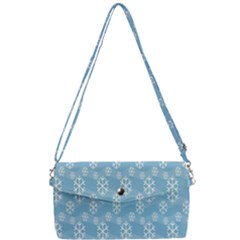 Snowflakes, White Blue Removable Strap Clutch Bag by nateshop