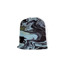Abstract Painting Black Drawstring Pouch (small) by nateshop