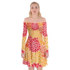 Background Colorful Floral Off Shoulder Skater Dress by artworkshop