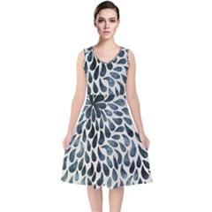 Abstract Flower Petals V-neck Midi Sleeveless Dress  by artworkshop
