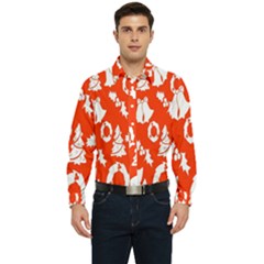 Orange Background Card Christmas  Men s Long Sleeve  Shirt by artworkshop