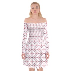 Pattern Christmas Pattern Red Stars Off Shoulder Skater Dress by Sapixe