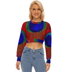 Peacock Plumage Fearher Bird Pattern Lightweight Long Sleeve Sweatshirt by Sapixe