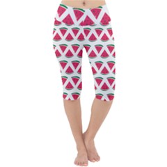 Illustration Watermelon Fruit Food Melon Lightweight Velour Cropped Yoga Leggings by Sapixe