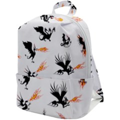 Phoenix Dragon Fire Bird Zip Up Backpack by Sapixe