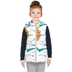 Sunset Glow Sun Bird Kids  Hooded Puffer Vest by Sapixe