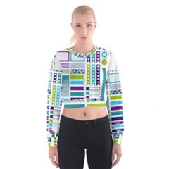 Peacock Pattern Cropped Sweatshirt by Sapixe
