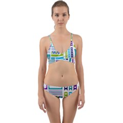 Peacock Pattern Wrap Around Bikini Set by Sapixe