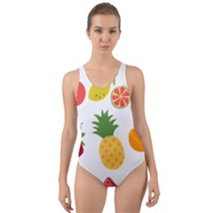 Fruits Cartoon Cut-out Back One Piece Swimsuit by Sapixe