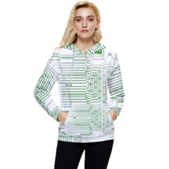 Circuit Board Women s Lightweight Drawstring Hoodie by Sapixe