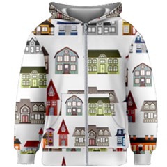 Houses Kids  Zipper Hoodie Without Drawstring by Sapixe