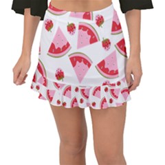 Pink Watermeloon Fishtail Mini Chiffon Skirt by Sapixe