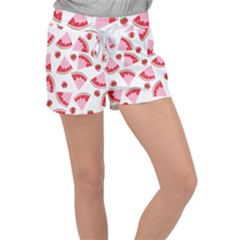 Pink Watermeloon Velour Lounge Shorts by Sapixe