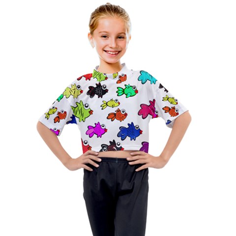 Fish Fishes Marine Life Swimming Water Kids Mock Neck Tee by Sapixe