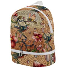Flower Cubism Mosaic Vintage Zip Bottom Backpack by Sapixe