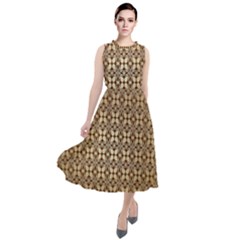 Background-chevron Chocolate Round Neck Boho Dress by nateshop