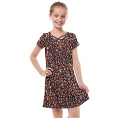 Coffee Beans Food Texture Kids  Cross Web Dress by artworkshop