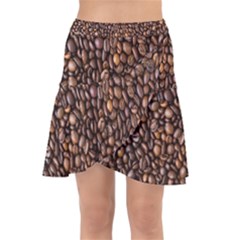 Coffee Beans Food Texture Wrap Front Skirt by artworkshop