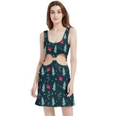 Christmas Pattern Design Velvet Cutout Dress by artworkshop