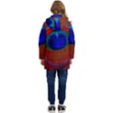 Red Peacock Plumage Fearher Bird Pattern Kid s Hooded Longline Puffer Jacket View4