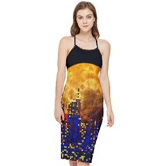 Skyline Frankfurt Abstract Moon Bodycon Cross Back Summer Dress by Jancukart