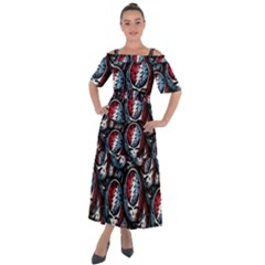 Grateful Dead Pattern Shoulder Straps Boho Maxi Dress  by Jancukart