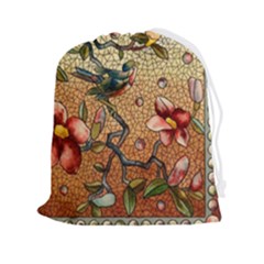 Flower Cubism Mosaic Vintage Drawstring Pouch (2xl) by Jancukart