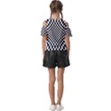 Illusion Checkerboard Black And White Pattern Kids  Butterfly Cutout Tee View2