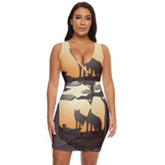 Vectors Painting Wolves Nature Forest Draped Bodycon Dress by Amaryn4rt