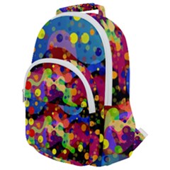 Blobs Dots Abstract Art Waves Rounded Multi Pocket Backpack by Amaryn4rt