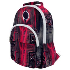 Stranger Things Fantasy Dark  Red Rounded Multi Pocket Backpack by Amaryn4rt