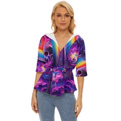 Purple Drawing Digital Art Lightweight Drawstring Hooded Top by Amaryn4rt