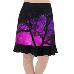 Tree Men Space Universe Surreal Fishtail Chiffon Skirt by Amaryn4rt