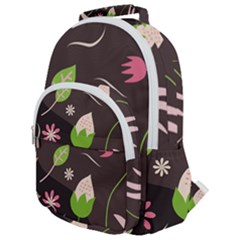 Wallpaper Floral Background Rounded Multi Pocket Backpack by Amaryn4rt