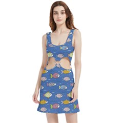 Sea Fish Blue Submarine Animals Velvet Cutout Dress by Amaryn4rt