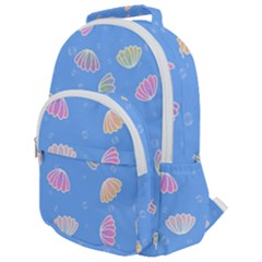 Seashell Clam Pattern Art Design Rounded Multi Pocket Backpack by Amaryn4rt