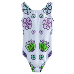 Floral Art Design Pattern Drawing Kids  Cut-out Back One Piece Swimsuit by Amaryn4rt