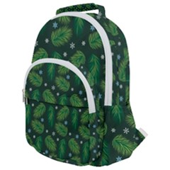 Leaves Snowflake Pattern Holiday Rounded Multi Pocket Backpack by Amaryn4rt