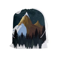 Mountains Forest Moon Stars View Drawstring Pouch (xl) by Wegoenart