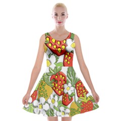 Strawberries Berry Strawberry Leaves Velvet Skater Dress by Wegoenart