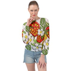 Strawberries Berry Strawberry Leaves Banded Bottom Chiffon Top by Wegoenart