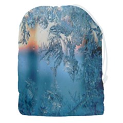 Frost Winter Morning Snow Season White Holiday Drawstring Pouch (3xl) by artworkshop