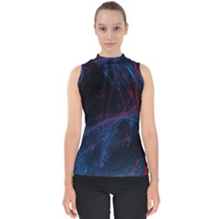 Abstract Painting Feathers Beautiful Mock Neck Shell Top by artworkshop