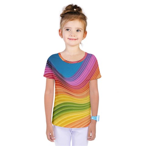  Rainbow Pattern Lines Kids  One Piece Tee by artworkshop