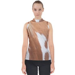 Horse Coat Animal Equine Mock Neck Shell Top by artworkshop