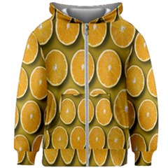 Orange Slices Cross Sections Pattern Kids  Zipper Hoodie Without Drawstring by artworkshop